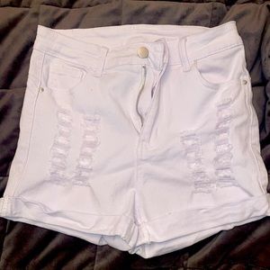 White jean shorts